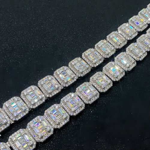 S925 Silver Rectangular Moissanite Cuban Link Chain – Sophisticated