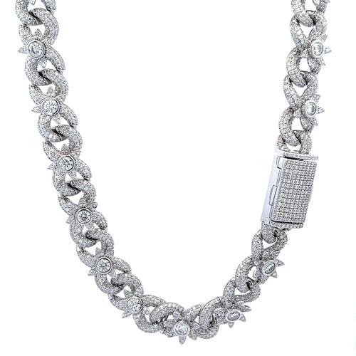 ORIN 12.70 CTW 5 MM RHODIUM MOISSANITE ICED OUT CHAIN | 995811