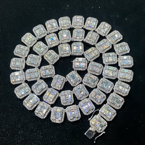 S925 Silver Rectangular Moissanite Cuban Link Chain – Sophisticated