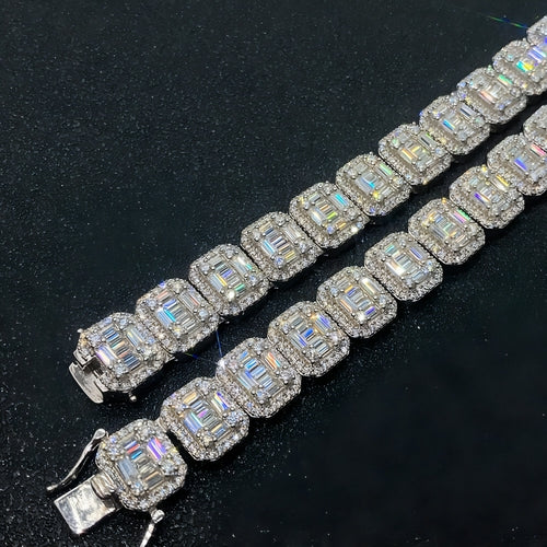 S925 Silver Rectangular Moissanite Cuban Link Chain – Sophisticated