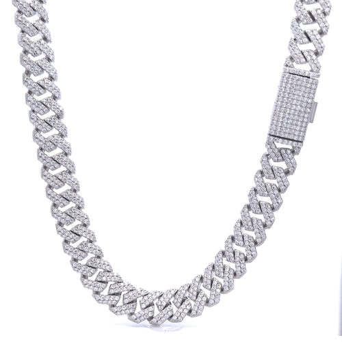 OZARIN 8MM RHODIUM MOISSANITE ICED OUT CUBAN I 994461